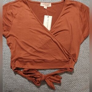 Chic Copper Wrap Crop Top